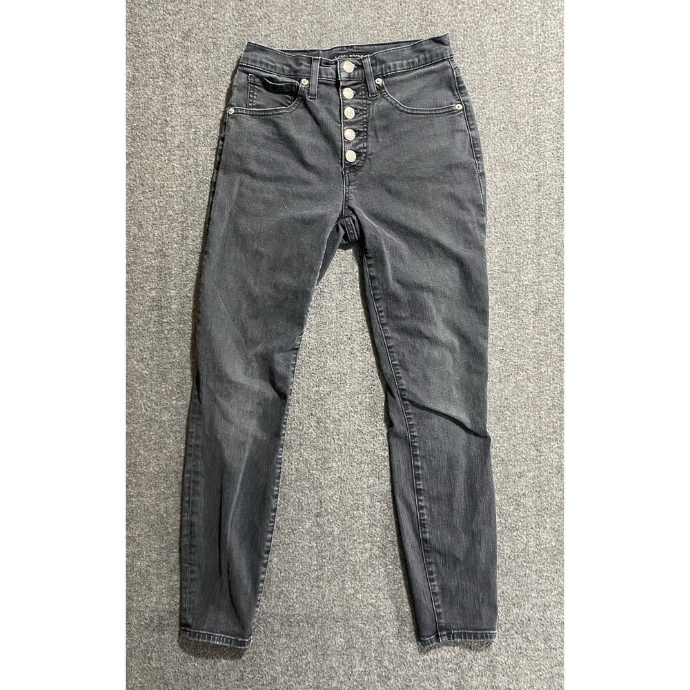 Lucky Brand Bridgette Skinny High Rise Black Jeans Womens Size 2/26A Button Fly